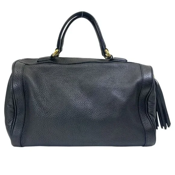 Gucci Soho Leather Mini Boston Bag Interlocking GG Logo Black - Picture 1 of 10